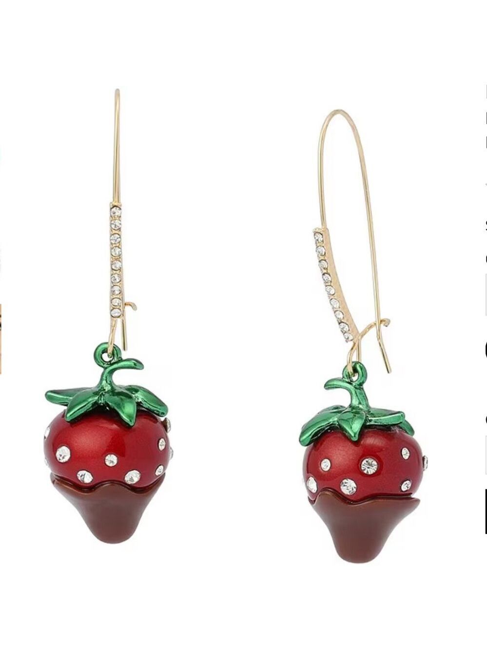 Betsey Johnson Love Spell Chocolate Strawberry Drop Earrings New